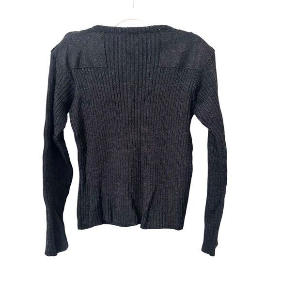 AGNES B Ribbed Wool Crewneck Sweater Dark Grey Large - Picture 2 of 4